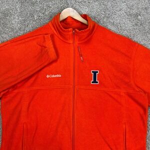 University of Illinois Columbia Jacket Mens XXL Orange Full Zip Fleece NCAA LOGO